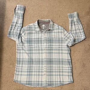 Blue Plaid Button-Up Flannel Shirt